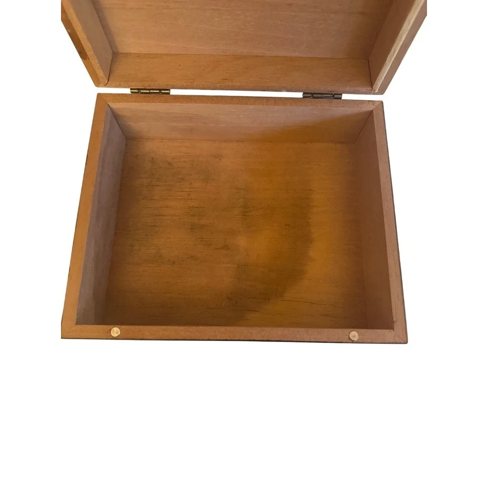 Vintage Wooden Decorative Box With Colorful Label Collage‎ Design
